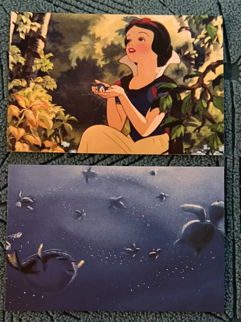 Vintage Walt Disney/Pixar Postcards (Set of 3, Snow White, Nemo, Aladdin)